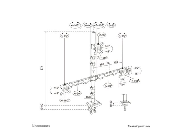 Neomounts NERO Triple monitor arm 10-32i