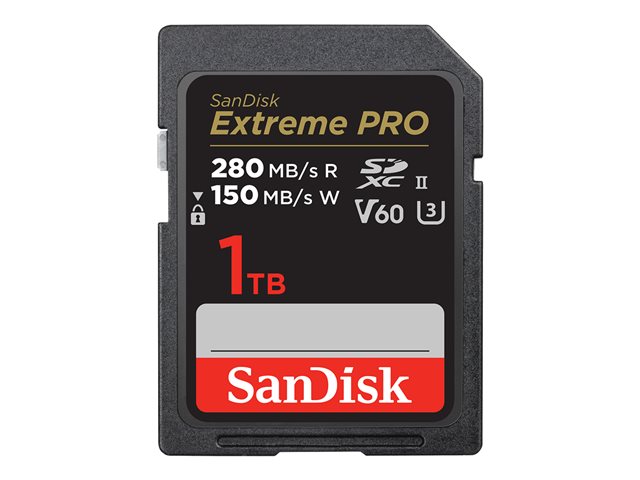 SanDisk Extreme Pro - Flash memory card - 1 TB - Video Class V60 / UHS-II U3 / Class10 - SDXC UHS-II