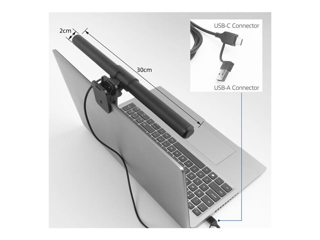 Dimmable clip-on laptop LED light bar USB powered