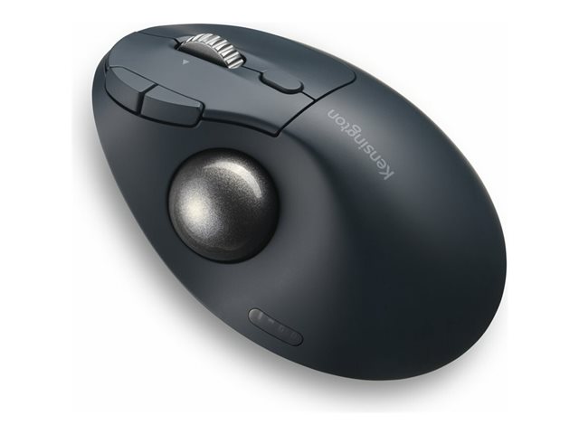 Kensington Pro Fit Ergo TB550 Trackball EQ - Trackball - ergonomic - optical - 9 buttons - wireless - 2.4 GHz, Bluetooth - USB wireless receiver - blue-grey, black - retail - colour box