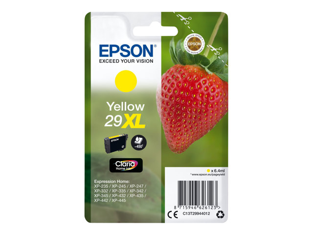 Epson 29XL - 6.4 ml - XL - yellow - original - blister - ink cartridge - for Expression Home XP-245, 247, 255, 257, 332, 342, 345, 352, 355, 435, 442, 445, 452, 455