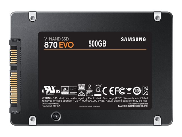 Samsung 870 EVO MZ-77E500B - SSD - encrypted - 500 GB - internal - 2.5\" - SATA 6Gb/s - buffer: 512 MB - 256-bit AES - TCG Opal Encryption
