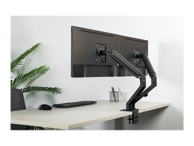 Neomounts FPMA-D650D - Mounting kit - full-motion - for 2 LCD displays - steel - black - screen size: 17\"-27\" - clamp mountable, grommet, desk-mountable