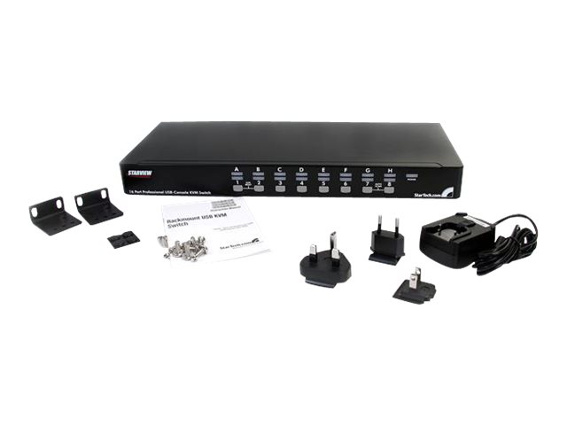 StarTech.com 16 Port 1U RackMount USB PS/2 KVM Switch with OSD - KVM switch - 16 x KVM port(s) - 1 local user - desktop - for P/N: 2POSTRACK42, 4POSTRACK12U, 4POSTRACK25U, RK3236BKF, RK960CP, RKQMCAB12, RKWOODCAB12