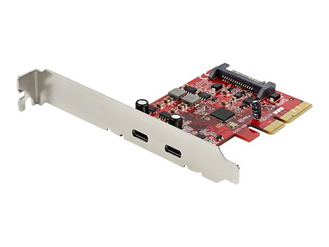StarTech.com PCIe USB 3.1 Card, 2x USB C 3.1 Gen 2 10Gbps, PCIe Gen 3 x4, ASM3142 Chipset, USB Type-C PCI Express Card, 2-Port USB 3.2 Gen 2x1 Expansion Add-On Card, Windows, macOS, Linux - Full/Low-Profile - USB adapter - PCIe 3.0 x4 low profile - USB-C 3.1 Gen 2 x 2 - for P/N: S252BU313R