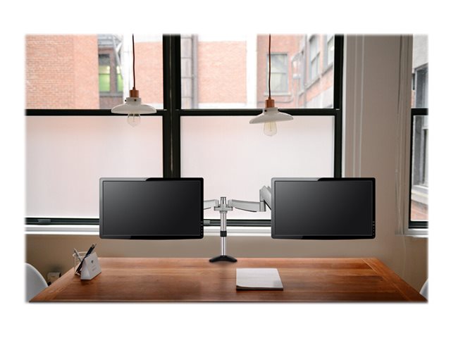 Neomounts FPMA-D950D - Mounting kit - full-motion - for 2 LCD displays - silver - screen size: 10\"-27\" - clamp mountable, grommet, desk-mountable