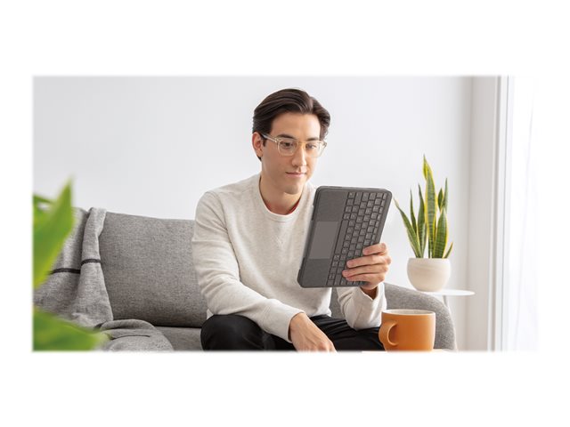 Logitech Folio Touch - Keyboard and folio case - with trackpad - backlit - Apple Smart connector - QWERTY - UK - oxford grey - for Apple 10.9-inch iPad Air (4th generation, 5th generation)