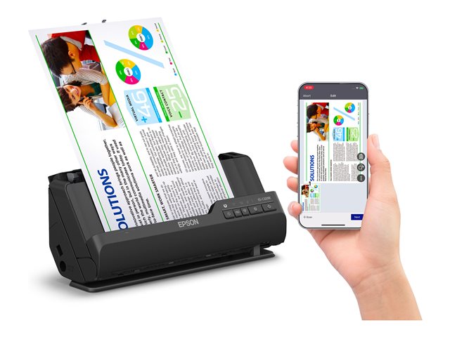 Epson ES-C320W - Sheetfed scanner - Duplex - A4/Legal - 600 dpi x 600 dpi - ADF (20 sheets) - up to 3500 scans per day - USB 2.0, Wi-Fi(n)