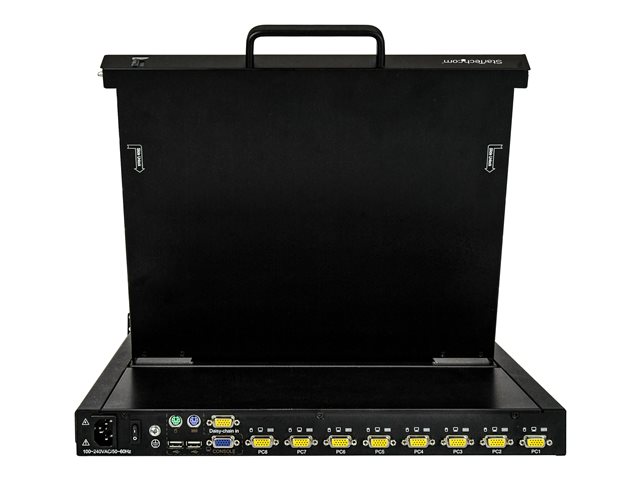 StarTech.com 8 Port Rackmount KVM Console with 6ft Cables, Integrated KVM Switch with 17\" LCD Monitor, Fully Featured 1U LCD KVM Drawer- OSD KVM, Durable 50,000 MTBF, USB + VGA Support - 17in. LCD KVM Drawer (RKCONS1708K) - KVM console with KVM switch - 8 ports - USB - 17\" - rack-mountable - 1280 x 1024 @ 60 Hz - 250 cd/m² - 1000:1 - 5 ms - VGA - black - 1U
