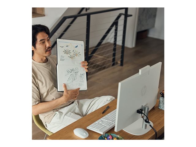 HP 24-cr1014nb - All-in-one Core Ultra 5 125H / up to 4.5 GHz - RAM 16 GB - SSD 512 GB - NVMe - Intel Arc Graphics - Gigabit Ethernet, IEEE 802.11ax (Wi-Fi 6), Bluetooth 5.3 - Win 11 Home - monitor: LED 23.8\" 1920 x 1080 (Full HD) - shell white, textured finish