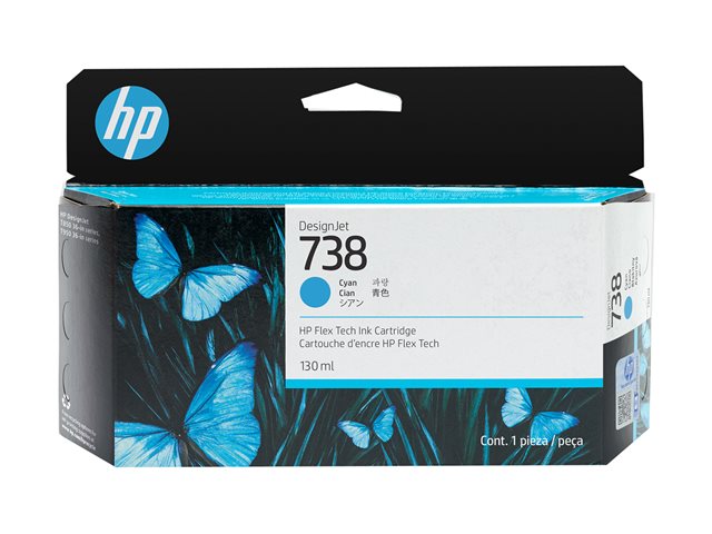 HP 738 - 130 ml - cyan - original - DesignJet - ink cartridge - for DesignJet T950