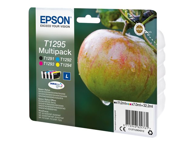 Epson T1295 Multipack - 4-pack - 32.2 ml - L size - black, yellow, cyan, magenta - original - ink cartridge - for Stylus SX230, SX235, SX430, SX438, WorkForce WF-3010, 3520, 3530, 3540, 7015, 7515, 7525
