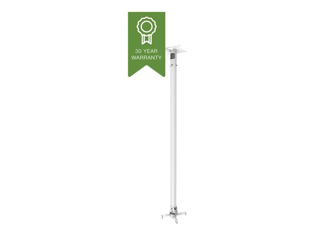 VISION Professional Cut to Length Projector Ceiling Mount - LIFETIME WARRANTY - 1100 mm or 43 inch pole for high-ceiling applications - fits most projectors - obstruction free cable management - Includes drilling jig, retrofitting ceiling trim disc, sloping ceiling yoke - white