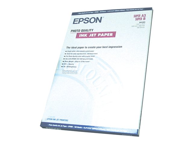 Epson Photo Quality Ink Jet Paper - Matte - coated - bright white - 329 x 483 mm - 105 g/m² - 100 sheet(s) paper - for SureColor SC-P700, P7500, P900, P9500, T2100, T3100, T3400, T3405, T5100, T5400, T5405