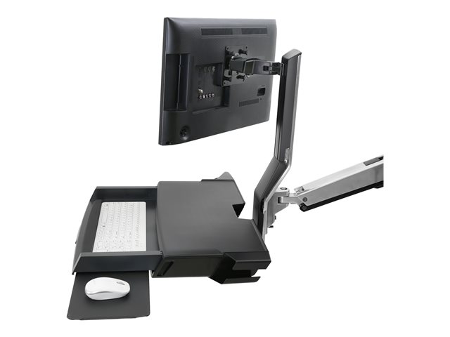 Ergotron SV Combo System with Worksurface & Pan, Small CPU Holder - Mounting kit (CPU holder, wrist rest, wall mount bracket, track mount bracket kit, slide-out mouse tray, monitor mount, barcode scanner and mouse holder, combo arm, work surface with