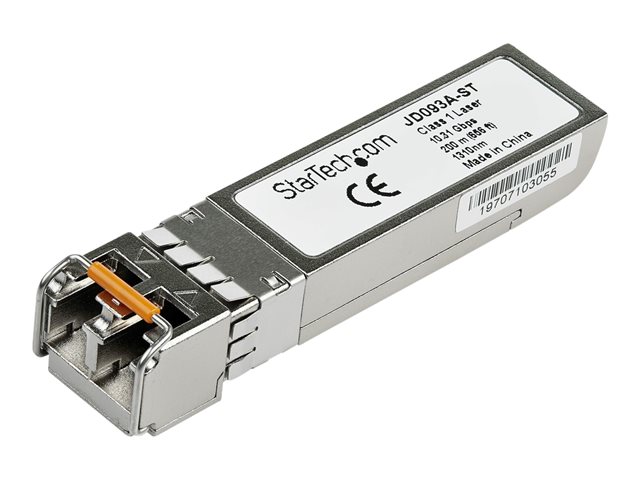 StarTech.com HPE JD093A Compatible SFP+ Module, 10GBASE-LRM, 10GbE Multi Mode (MMF) Fiber Optic Transceiver, 10GE Gigabit Ethernet SFP+, LC Connector, 200m, 1310nm, DDM, HPE 5500G, 3800, 2620 - Lifetime Warranty (JD093A-ST) - SFP+ transceiver module (equivalent to: HP JD093A) - 10 GigE - 10GBase-LRM - LC multi-mode - up to 200 m - 1310 nm - for HPE 4800-24G-SFP Switch