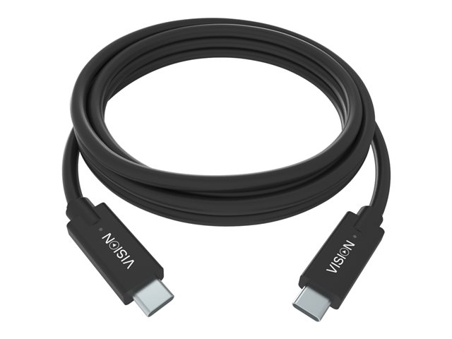 VISION Professional installation-grade USB-C cable - LIFETIME WARRANTY - USB 3.2 Gen 1 10 Gbps - supports 5A charging current - USB-C 3.2 (M) to USB-C 3.2 (M) - outer diameter 5 mm - 32 + 24 AWG - 2 m - black