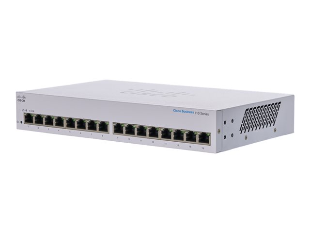 Cisco Business 110 Series 110-16T - Switch - unmanaged - 16 x 10/100/1000 - desktop, rack-mountable, wall-mountable