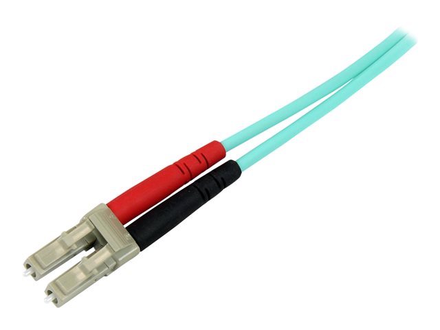 StarTech.com 10m (30ft) LC/UPC to LC/UPC OM3 Multimode Fiber Optic Cable, Full Duplex 50/125Âµm Zipcord Fiber Cable, 100G Networks, LOMMF/VCSEL, u003c0.3dB Low Insertion Loss - LSZH Fiber Patch Cord - Patch cable - LC multi-mode (M) to LC multi-mode (M) - 10 m - fibre optic - duplex - 50 / 125 micron - aqua - for P/N: MASFP10GBSR, SFP10GBLRMST, SFP10GBSRST, SFP10GSRSST, SFP10GSRXST, SV565FXHD4KU