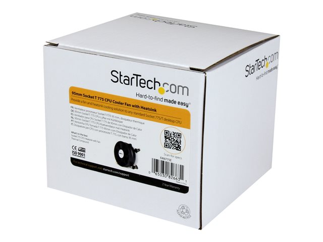 StarTech.com 95mm Socket T 775 CPU Cooler Fan with Heatsink - socket 775 cooler - lga 775 cooler - 775 cpu cooler (FAN775E) - Processor cooler - (for: LGA775) - aluminium - 95 mm - black