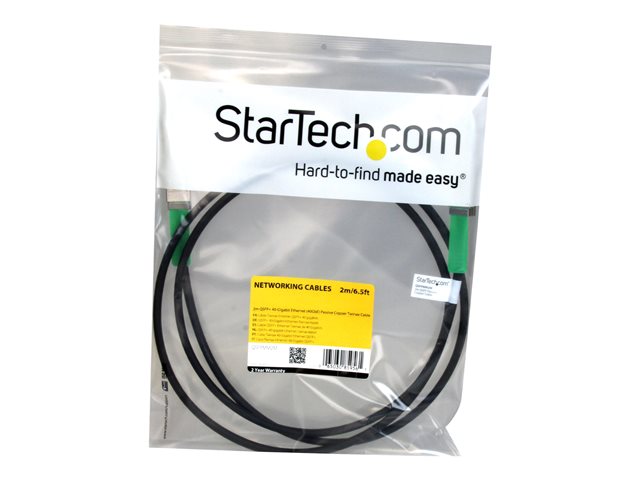 StarTech.com MSA Uncoded Compatible 2m 40G QSFP+ to QSFP+ Direct Attach Breakout Cable Twinax, 40 GbE QSFP+ Copper DAC 40 Gbps Low Power Passive Transceiver Module DAC, 40GE Breakout Cable - Lifetime Warranty (QSFPMM2M) - Direct attach cable - QSFP+ to QSFP+ - 2 m - twinaxial - black