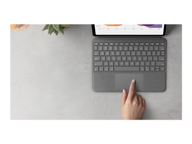 Logitech Folio Touch - Keyboard and folio case - with trackpad - backlit - Apple Smart connector - QWERTZ - Swiss - oxford grey - for Apple 10.9-inch iPad Air (4th generation, 5th generation)