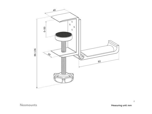 Neomounts Headphone Holder Clamp mounted aluminum