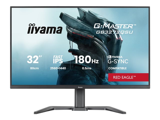 32\"WIDE LCD, G-Master Red Eagle, 2560 x 1440, QHD IPS panel, LED Bl., USB-Hub (2xOut v3.2 + 2xUSB-C(7,5 Watt)), Height Adjust.(15cm), 400cd/m², 1000:1 Static Contrast, 80.000.000:1 ACR, Speakers, DisplayPort(G-SYNC Compatible, Max 180 Hz), HDMI(2x)(M