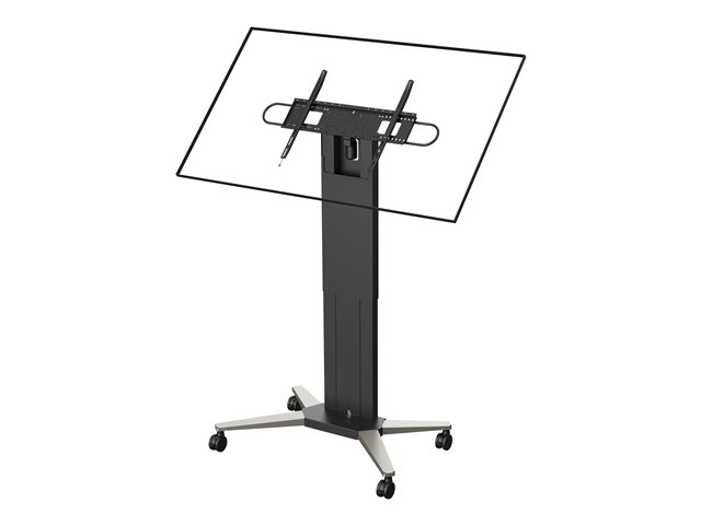 VISION Motorised Height Adjustable Display Trolley - LIFETIME WARRANTY - Heavy duty - Fits displays up to 100\" with VESA sizes up to 800 x 600 - Premium 4\" wheels for smooth movement - Removeable wheels for non-portable variation - Removeable rear legs to lean against walls - SWL 95 kg / 209 lb - cable controller - RS-232 control - height to centre of screen 1242 to 2042 mm - supports portrait or landscape style - Angle brackets for optional kiosk-style installation - black