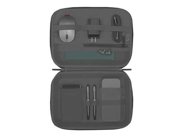 Lenovo Go - Hard case for mobile phone / earphones / notepad / cable / power adapter / pens / powerbank / mouse - polyester, recycled PET - dark grey - for ThinkCentre M75t Gen 2 11W5