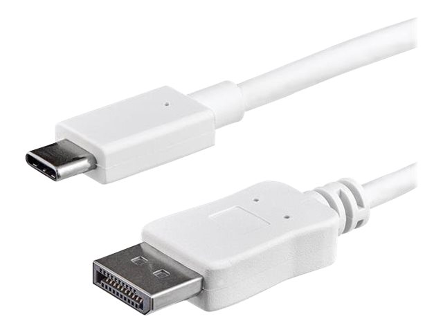 StarTech.com 3ft/1m USB C to DisplayPort 1.2 Cable 4K 60Hz, USB-C to DisplayPort Adapter Cable HBR2, USB Type-C DP Alt Mode to DP Monitor Video Cable, Compatible with Thunderbolt 3, White - USB-C Male to DP Male (CDP2DPMM1MW) - External video adapter - STM32F072CBU6 - USB-C - DisplayPort - white