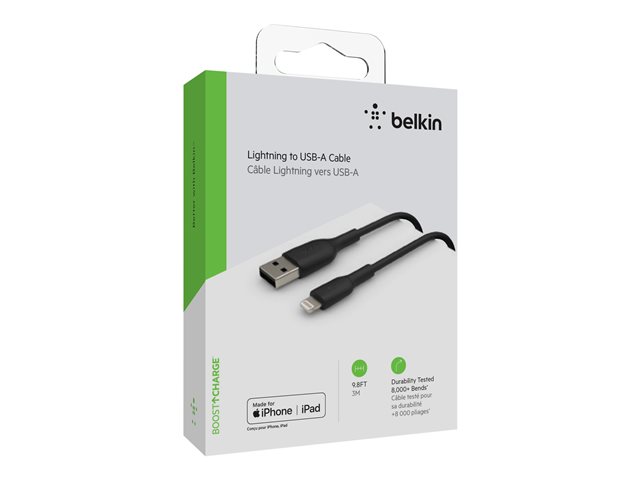 Belkin BoostCharge - Lightning cable - Lightning male to USB male - 3 m - black