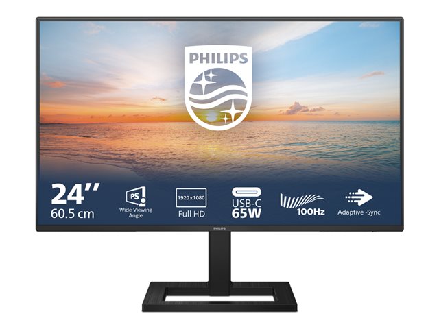 Philips 24E1N1300AE - LED monitor - 24\" (23.8\" viewable) - 1920 x 1080 Full HD (1080p) @ 100 Hz - IPS - 1300:1 - 1 ms - HDMI, USB-C - speakers - textured black