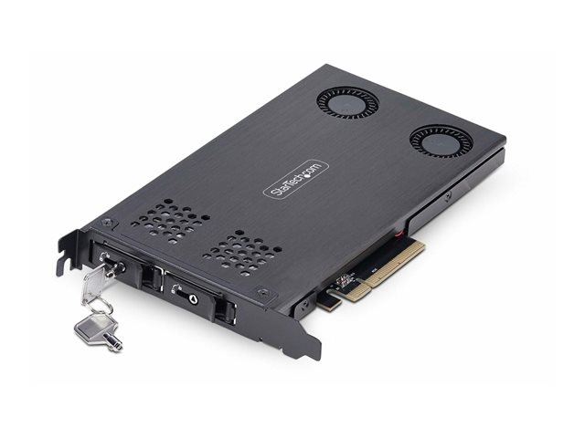 StarTech.com Dual-Bay M.2 NVMe SSD Removable Mobile Rack for PCIe x8 Slot - Interface adapter - M.2 - M.2 NVMe Card / PCIe (NVMe) - PCIe 4.0 x8 - black