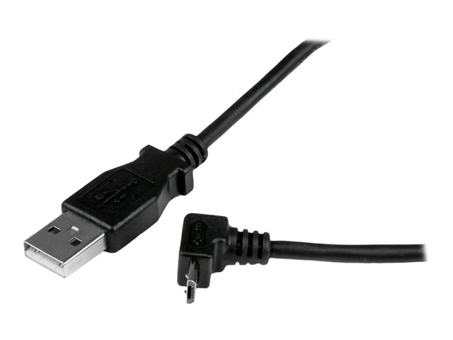 StarTech.com 2m Micro USB Cable Cord - A to Up Angle Micro B - Up Angled Micro USB Cable - 1x USB A (M), 1x USB Micro B (M) - Black (USBAUB2MU) - USB cable - Micro-USB Type B (M) to USB (M) - USB 2.0 - 2 m - 90° connector, molded - black