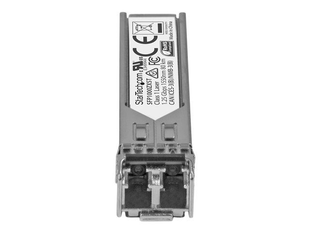 StarTech.com MSA Uncoded Compatible SFP Module, 1000BASE-ZX, 1GbE Single Mode (SMF) Fiber Optic Transceiver, 1GE Gigabit Ethernet SFP, LC Connector, 70km, 1550nm, DDM, Mini GBIC Module - Lifetime Warranty (SFP1000ZXST) - SFP (mini-GBIC) transceiver module - 1GbE - 1000Base-ZX - LC single-mode - up to 80 km - 1550 nm