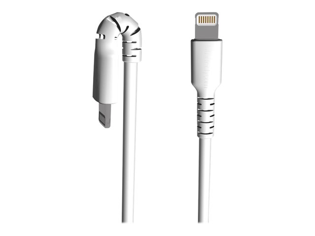 StarTech.com 3 ft(1m) Durable White USB-A to Lightning Cable, Heavy Duty Rugged Aramid Fiber USB Type A to Lightning Charger/Sync Power Cord, Apple MFi Certified iPad/iPhone 12 Pro Max - iPhone 7/8/11/11 Pro - Lightning cable - USB male straight to Lightning male straight - 1 m - double shielded - white