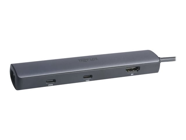 Eaton Tripp Lite Series USB-C Multiport Adapter - 8K HDMI, 3 USB Hub Ports, Gigabit Ethernet, 100W PD Charging, HDR, HDCP 2.3 - Docking station - USB-C - HDMI, DP - 1GbE - for P/N: U040-006-C-5A, U420-05M-G2, U521-1P0M-WH, U521-1P0M-WH20G, U521-1P2M-