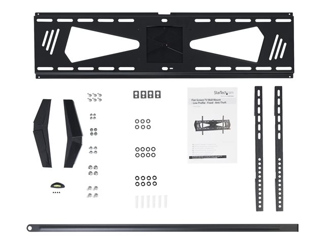 StarTech.com Low Profile TV Mount - Fixed - Anti Theft - Flat Screen TV Wall Mount for 37\" to 75\" TVs - VESA Wall Mount (FPWFXBAT) - Mounting kit (wall plate, 2 mounting brackets, mounting bar, 2 decorative covers) - for flat panel - plastic, steel - black - screen size: 37\"-70\" - wall-mountable - for P/N: HDMIPLATE