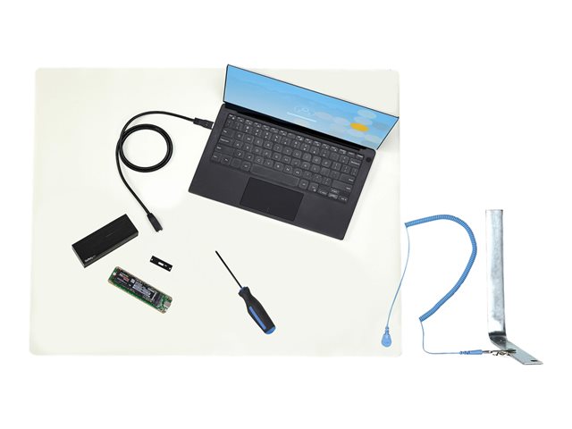 StarTech.com 11x18in Anti Static Mat, ESD Mat for Electronics Repair, Anti Static Desk Mat w/Detachable Grounding Wire, ANSI/ESD S 4.1 Compliant, Flexible Thermoplastic Work Mat/Pad - Suitable for Tables (SM-ANTI-STATIC-MAT) - Anti-static mat - detac