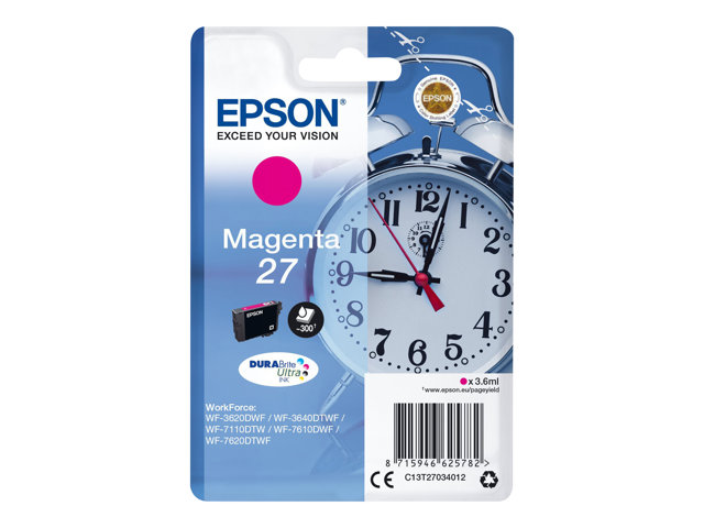 Epson 27 - 3.6 ml - magenta - original - ink cartridge - for WorkForce WF-3620, WF-3640, WF-7110, WF-7210, WF-7610, WF-7620, WF-7710, WF-7715, WF-7720