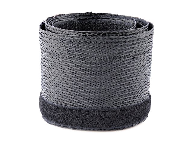 StarTech.com 10ft (3m) Cable Management Sleeve, Trimmable Heavy Duty Cable Wrap, 1.2\" (3cm) Dia Polyester Mesh Computer Cable Manager/Protector/Concealer - Black Cord Organizer/Hider, Floor Cable Cover, Wire Wraps (WKSTNCMFLX) - Cable management slee