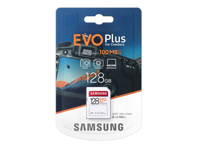 Samsung EVO Plus MB-SC128H - Flash memory card - 128 GB - UHS-I U3 / Class10 - SDXC UHS-I