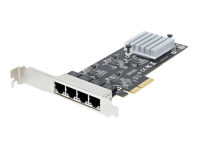 StarTech.com 4-Port 2.5Gbps NBASE-T PCIe Network Card, Intel I225-V Chip, Quad Port Computer Network Card, Multi-Gigabit NIC, PCI Express Server LAN Card, Desktop Ethernet Interface Card, PCI Express 2.0 (PR42GI-NETWORK-CARD) - Network adapter - PCIe 2.0 x4 - 10M/100M/1G/2.5 Gigabit Ethernet x 4 - black