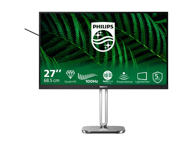 Philips 27B2G5500 - LED monitor - 27\" - 2560 x 1440 QHD @ 100 Hz - IPS - 1500:1 - speakers - silver, charcoal