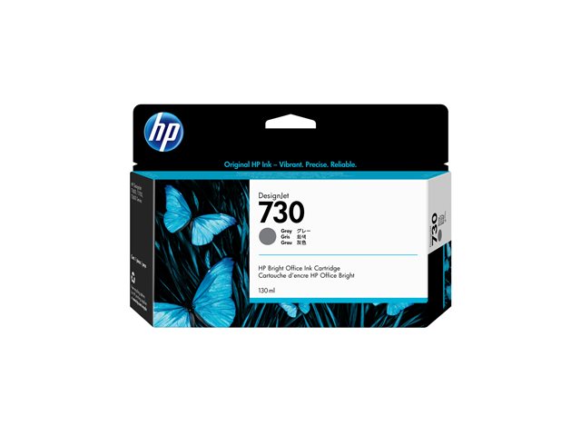 HP 730 - 130 ml - grey - original - DesignJet - ink cartridge - for DesignJet SD Pro MFP, T1600, T1600dr, T1700, T1700dr, T1708, T1708dr, T2600, T2600dr