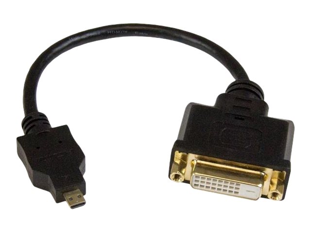 StarTech.com 8in Micro HDMI to DVI-D Adapter M/F - 8in Micro HDMI to DVI Cable - Connect a Micro HDMI phone or laptop to a DVI-D display (HDDDVIMF8IN) - Adapter - DVI-D female to 19 pin micro HDMI Type D male - 20.3 cm - shielded - black