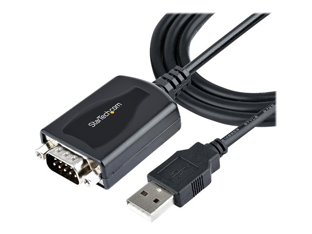 StarTech.com 3ft (1m) USB to Serial Cable with COM Port Retention, DB9 Male RS232 to USB Converter, Straight Through USB to Serial Adapter for PLC/Printer/Scanner - Prolific IC, Automatic Handshake, Windows/Mac OS - Serial adapter - USB - RS-232