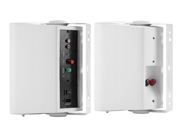 VISION Professional Active 5.25\" Wall Speakers - LIFETIME WARRANTY - 2 x 15w (RMS) - 2-way - 1 x minijack input  / 1 x 2-Phono input (summed) - internal power supply - C wall brackets included - white