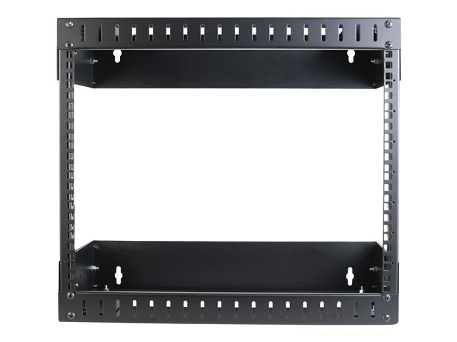 StarTech.com 8U 19\" Wall Mount Network Rack, Adjustable Depth 12-20\" 2 Post Open Frame Server Room Rack for AV/Data/ IT Communication/Computer Equipment/Switch with Cage Nuts & Screws - 8U Adjustable Rack (RK812WALLOA) - Rack - wall mountable - black